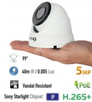 IP kamera 5MP + POE + 99 ° úhel + 40m IR + Mikrofonem
