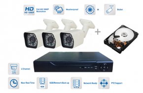 Bezpečnostní kamerový systém 3x kamera 720P s 20m IR a DVR + 1T