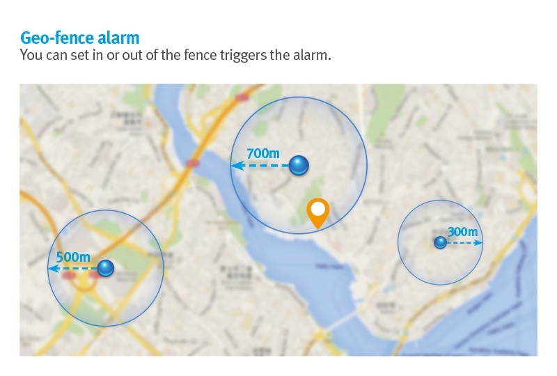 geo fence funkce gps tracker