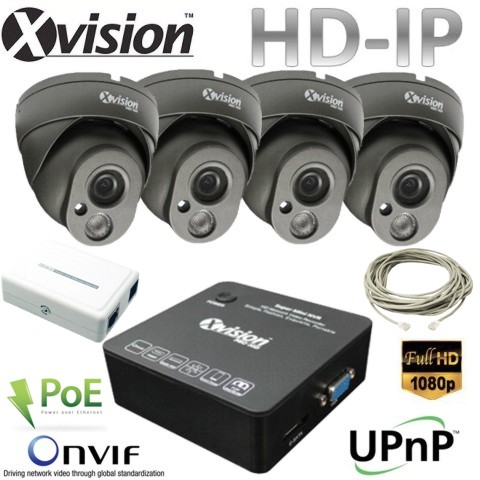 IP Kamerový systém 4x Full HD IP dome kamera + NVR