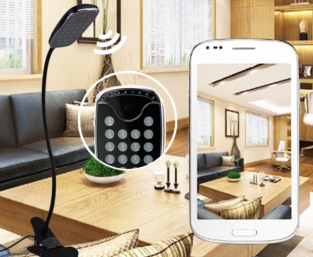LED stolní lampa s ukrytou WiFi kamerou