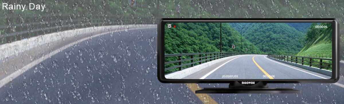 nejlepší kamera do auta s nočním viděním duovox v9 - déšť