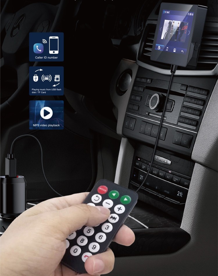 monitor do auta s handsfree fm vysílač a video