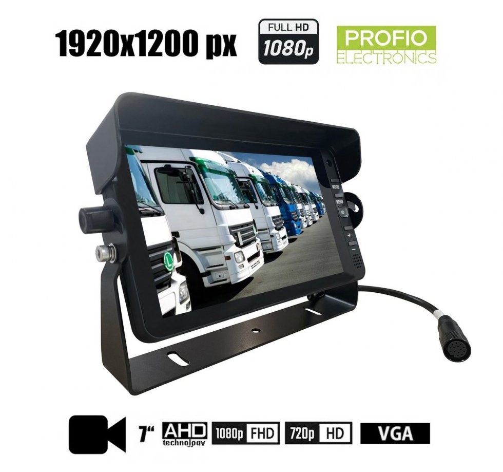 1920x1200px monitor do auta 7" LCD - 3CH video vstup pro AHD/CVBS i VGA kamery